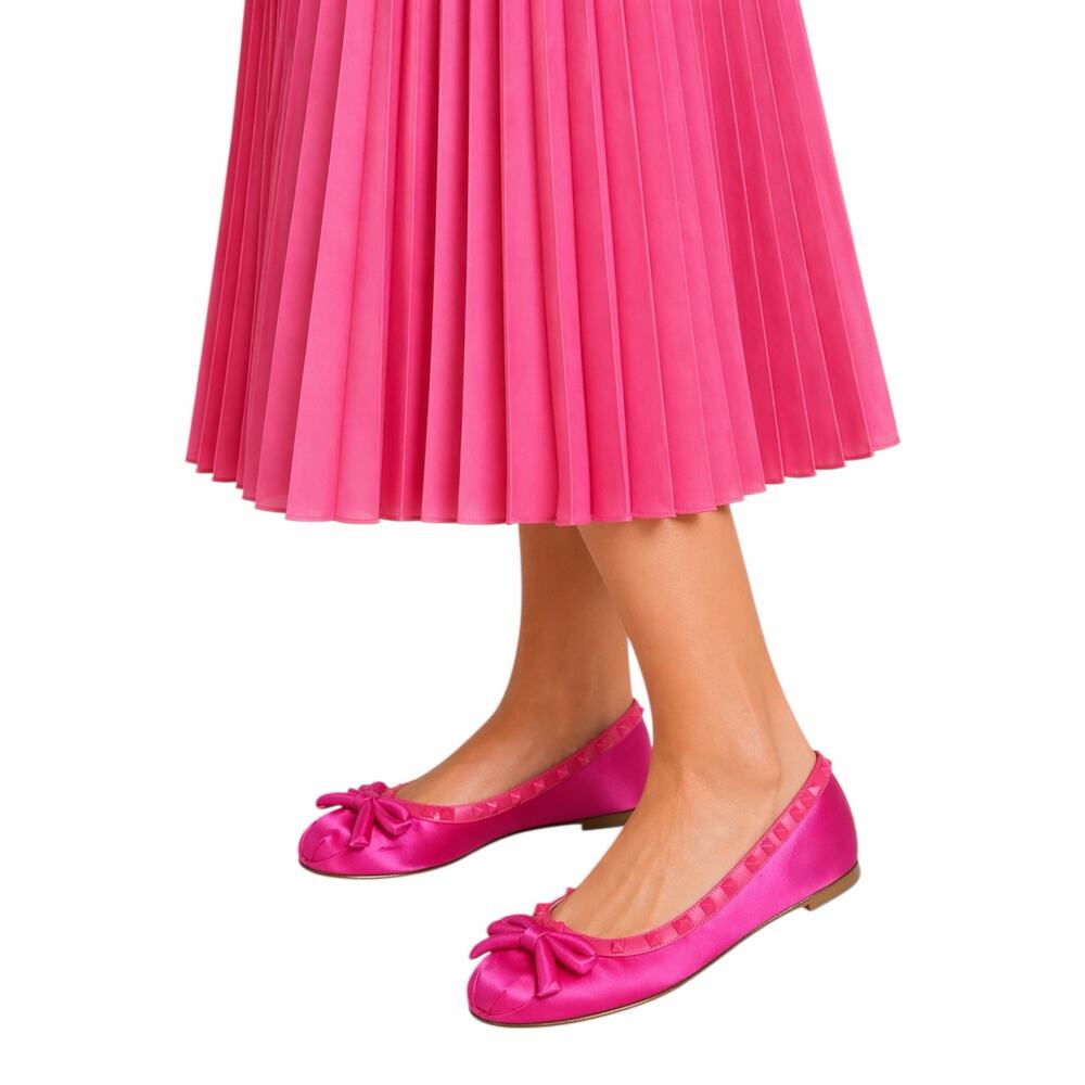 Valentino Garavani Rockstud Satin Ballet Flat Pink Size 41 - Picture 3 of 14